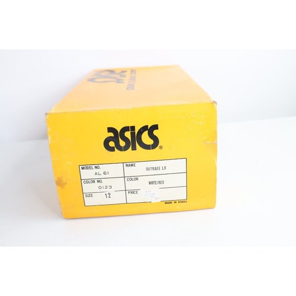 NOS Vintage 90s Asics Mens 12 Spell Out Outrage Lo Sneakers Shoes White Red main image 9